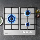 59cm Gas Cooktop 3 Burner Knob Control Stainless Steel Hob Silver