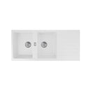 Granite Quartz Stone Kitchen Sink Double Bowl With Drainboard Strainer