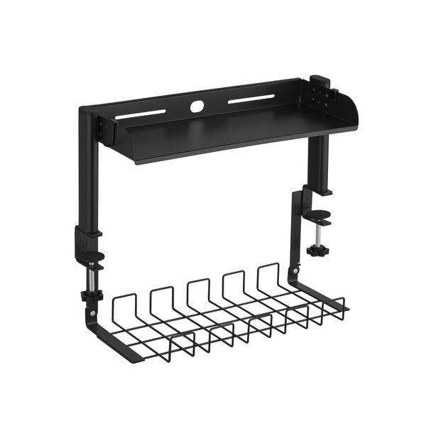 Cable Management Organiser Desk Shelf Tray Rack Single Layer Clamp