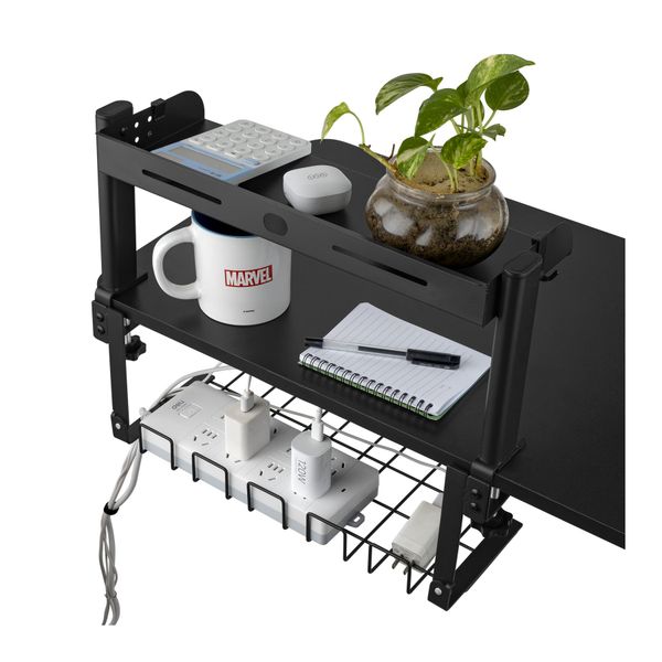 Cable Management Organiser Desk Shelf Tray Rack Single Layer Clamp