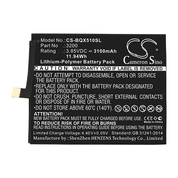 Cameron Sino Cs Bqx510Sl 3100Mah Battery For Bq Mobile