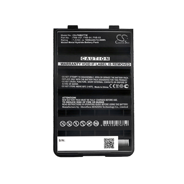 Cameron Sino Cs Fnb67Tw 1800Mah Battery For Vertex Two Way Radio