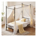 Canopy Bed Frame 4 Poster Platform Bed With Headboard Black Single