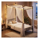 Canopy Bed Frame 4 Poster Platform Bed With Headboard Black Single