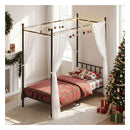 Canopy Bed Frame 4 Poster Platform Bed With Headboard Black Single