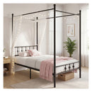 Canopy Bed Frame 4 Poster Platform Bed With Headboard Black Single