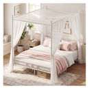 Canopy Bed Frame 4 Poster Platform Bed With Headboard White Queen