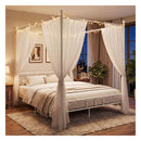 Canopy Bed Frame 4 Poster Platform Bed With Headboard White Queen