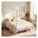 Canopy Bed Frame 4 Poster Platform Bed With Headboard White Queen