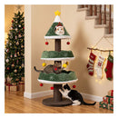 Cat Christmas Tree With Cozy Condo For Indoor Kittens Green