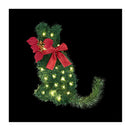 Cat Christmas Wreath Pre Lit 20 Led Xmas Decor Bow Flower 35X30Cm