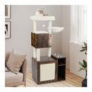Cat Litter Box Enclosure Cat Climbing Tower With Post Rustic Brown