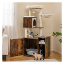 Cat Litter Box Enclosure Cat Climbing Tower With Post Rustic Brown