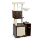 Cat Litter Box Enclosure Cat Climbing Tower With Post Rustic Brown