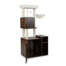 Cat Litter Box Enclosure Cat Climbing Tower With Post Rustic Brown