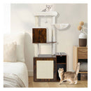 Cat Litter Box Enclosure Cat Climbing Tower With Post Rustic Brown