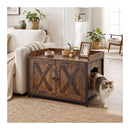 Cat Litter Box Enclosure Furniture With 2 Barn Doors Rustic Brown