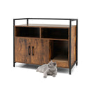 Cat Litter Box Enclosure With Double Doors And Scratch Cardboard