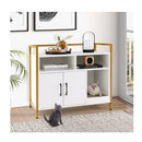 Cat Litter Box Enclosure With Double Doors And Scratch Cardboard White