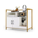 Cat Litter Box Enclosure With Double Doors And Scratch Cardboard White
