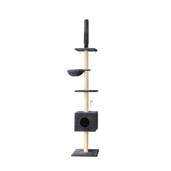 Cat Tree Tower Scratching Post Scratcher Floor To Ceiling Cats Bed 260Cm