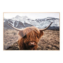 60X90Cm Highland Cow Canvas Painting Metal Frame Animal Pictures