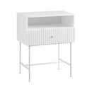 Slender Fluted Bedside Table White