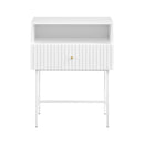 Slender Fluted Bedside Table White
