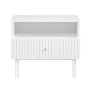 Slender Fluted Bedside Table White