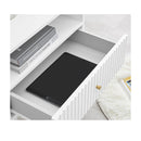 Slender Fluted Bedside Table White