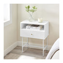 Slender Fluted Bedside Table White