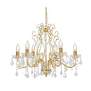 Chandelier With Crystal Beads Golden Round 6 X E14