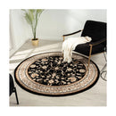 Chattels Black Flowery Round Rug
