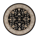 Chattels Black Flowery Round Rug