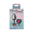 Cheeky Charms Gunmetal  Butt Plug With Heart Rainbow Jewel