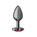 Cheeky Charms Gunmetal Butt Plug With Heart Red Jewel