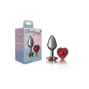 Cheeky Charms Gunmetal Butt Plug With Heart Red Jewel