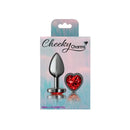 Cheeky Charms Gunmetal Butt Plug With Heart Red Jewel