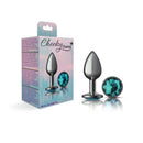 Cheeky Charms Gunmetal Round Butt Plug With Teal Jewel