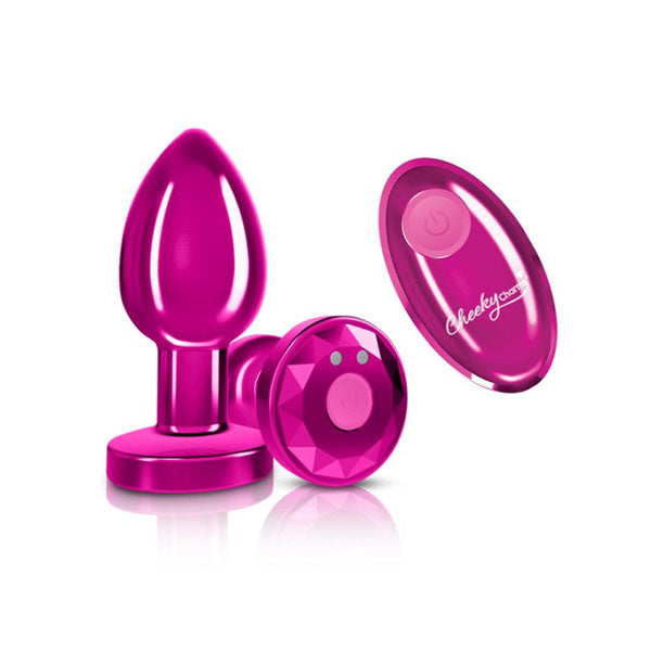 Cheeky Charms Pink Rechargeable Vibrating Metal Butt Plug With Remote