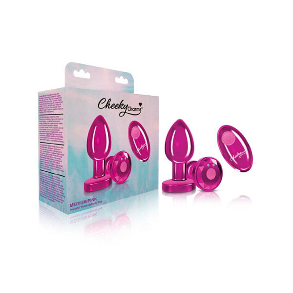 Cheeky Charms Pink Rechargeable Vibrating Metal Butt Plug With Remote