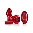 Cheeky Charms Red Rechargeable Vibrating Metal Butt Plug With Remote