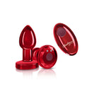 Cheeky Charms Red Rechargeable Vibrating Metal Butt Plug With Remote