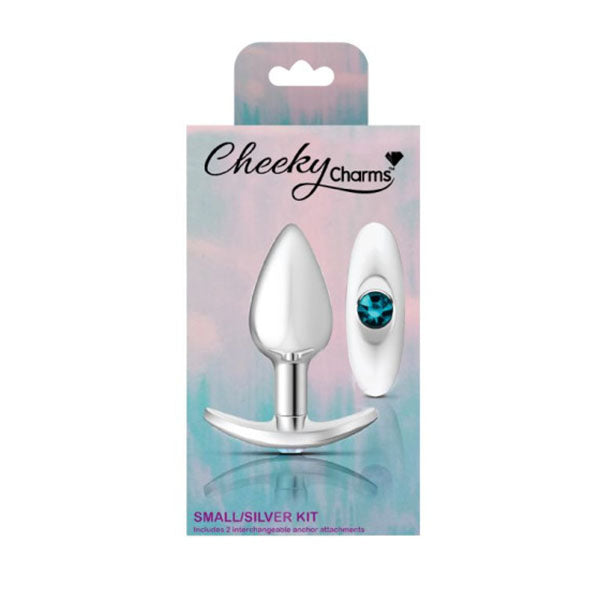 Cheeky Charms Silver Anchor Butt Plug With Clear And Jewel Kit