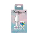 Cheeky Charms Silver Metal Butt Plug With Heart Clear Jewel