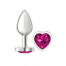 Cheeky Charms Silver Metal Butt Plug With Heart Pink Jewel