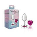 Cheeky Charms Silver Metal Butt Plug With Heart Pink Jewel