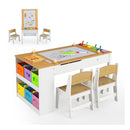 Children Art Activity Table And Chair Set With 6 Canvas Storage Space