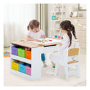 Children Art Activity Table And Chair Set With 6 Canvas Storage Space