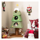 Christmas Cat Tree With 3 Condos And Sisal Scratching Post Green